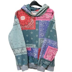 Aelfric Eden Patchwork Print Cashew Hoodie Sweatshirt size M